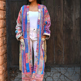 Ekaurr Threads of Color Jacket handcrafted artisan jacket in multicolour kantha stitch or patchwork fabric construction with vibrant layered textile character, slow fashion statement outerwear for conscious women's styling