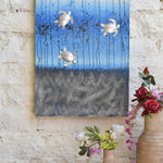Ekaurr Tidal Companions original painting depicting ocean-inspired fluid forms with blue and teal tones, handcrafted coastal artwork for living rooms dining spaces and home walls