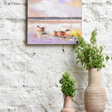 Ekaurr Tide of Tranquility painting with a calm ocean tide composition in cool blue teal and white tones, handcrafted coastal canvas art for living rooms bedrooms and serene home interiors