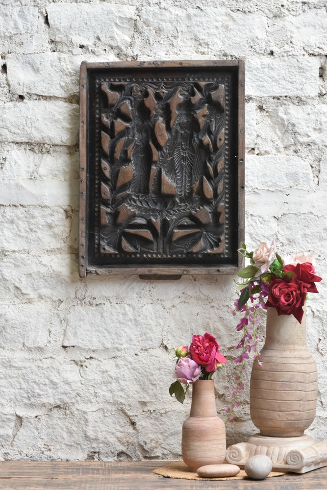Ekaurr Timeless Devotion Cement Mould Decor hand-pressed cement wall art in an abstract devotional relief imprint with aged stone-like finish, artisan spiritual home decor for walls meditation corners and altars
