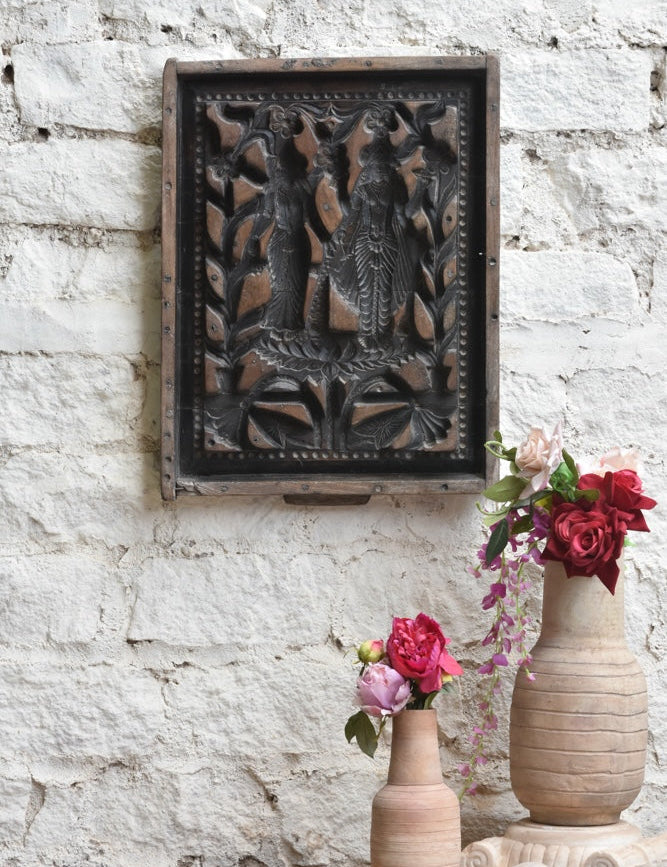 Ekaurr Timeless Devotion Cement Mould Decor hand-pressed cement wall art in an abstract devotional relief imprint with aged stone-like finish, artisan spiritual home decor for walls meditation corners and altars