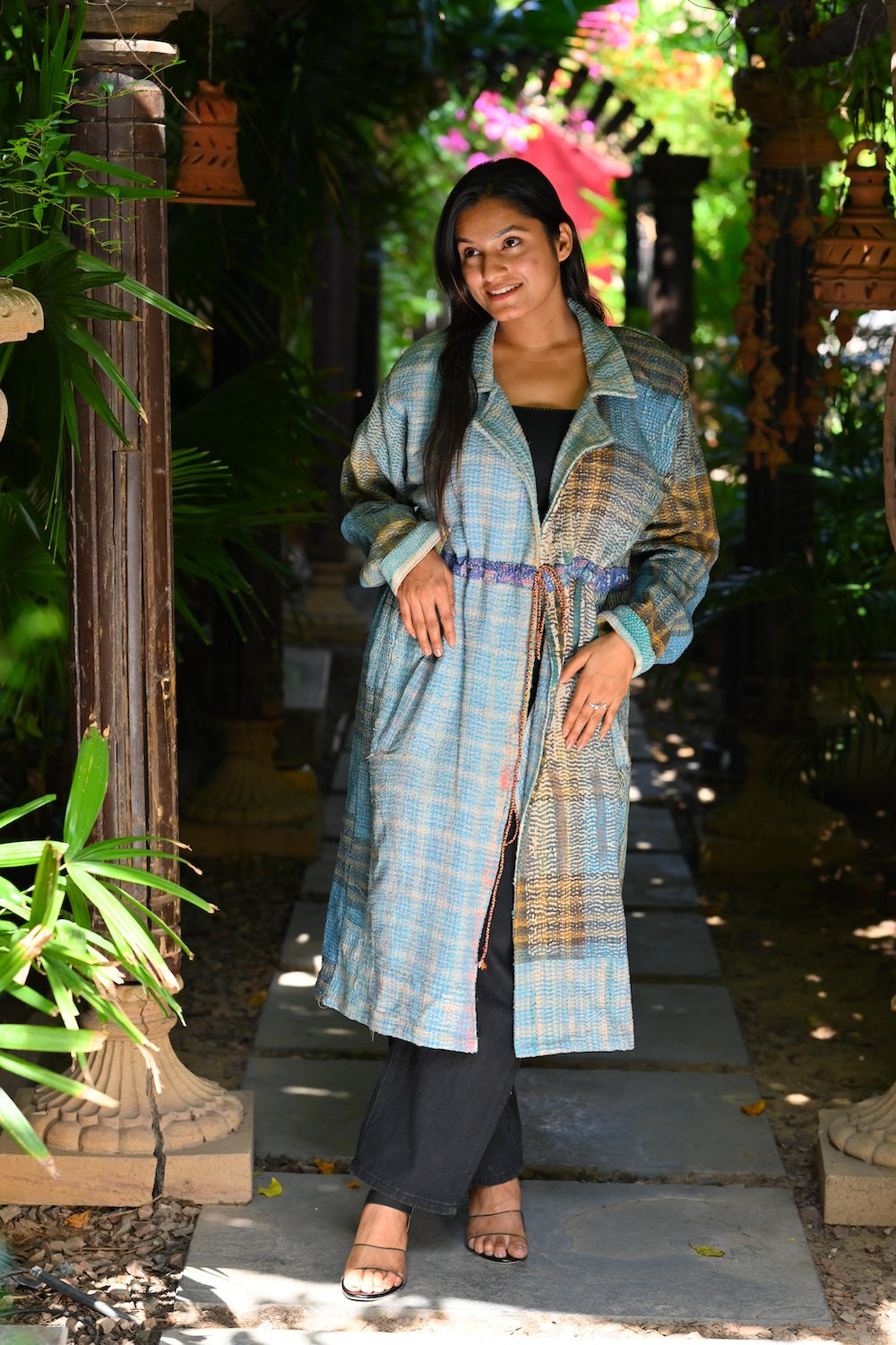 Ekaurr BIGDI Timeless Wanderer Coat cotton quilted reversible winter coat in a timeless wanderer-toned earthy palette, artisan slow fashion outerwear for women from the BIGDI Blazers Coats and Robes collection