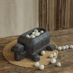 Ekaurr Tortoise Decorative in Black Finish handcrafted reclaimed wood tortoise-form planter or decor piece with deep matte black finish, auspicious artisan home accent for shelves and vastu styling