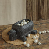 Ekaurr Tortoise Decorative in Black Finish handcrafted reclaimed wood tortoise-form planter or decor piece with deep matte black finish, auspicious artisan home accent for shelves and vastu styling