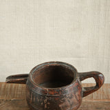 Ekaurr Traditional Vintage Wooden Milk Pot with spout and handle rich brown patina and natural cracks rustic collectible home decor