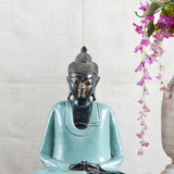 Ekaurr Tranquil Stillness Buddha handcrafted ceramic figurine with a deeply meditative closed-eye posture, artisan spiritual home decor piece for altars and shelves