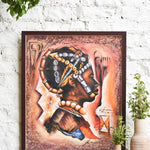 Ekaurr Tribal Crown painting depicting a bold crowned tribal figure or motif in rich earthy pigments and folk art style, handcrafted cultural home decor for living rooms and heritage-inspired interior styling