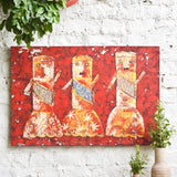 Ekaurr Tribal Dance painting depicting figures in expressive tribal dance movement with bold earthy pigments and folk art energy, handcrafted cultural home decor for living rooms and heritage-inspired interiors