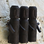 Ekaurr Tribal-Inspired Wooden Dolls Wall Hanging – set of 3 handcrafted reclaimed wood figures in earthy charcoal finish