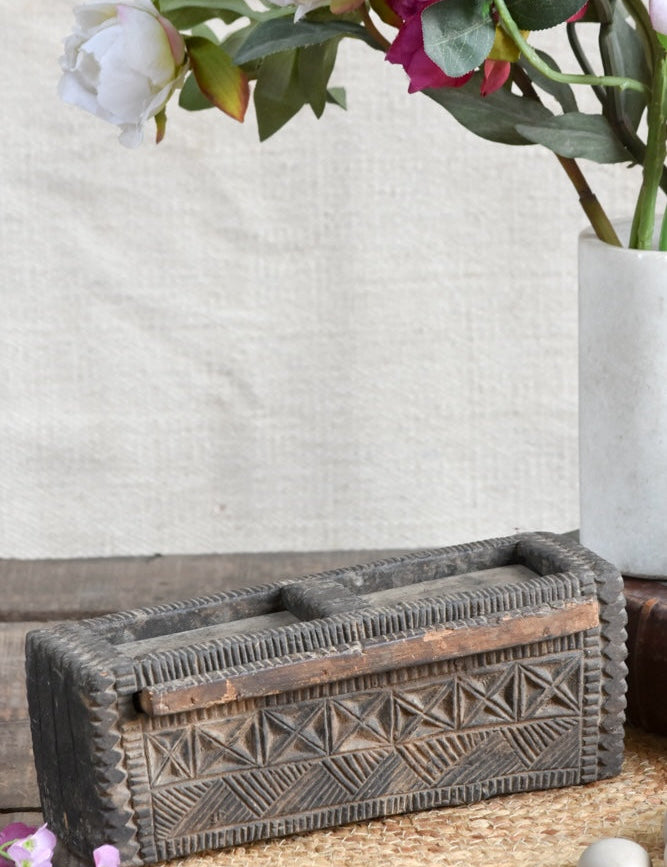 Ekaurr The Tribal Keepsake Storage Box handcrafted wooden storage box with tribal-inspired carved or painted surface detailing, artisan heritage keepsake box for jewellery trinkets and special gifting