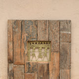 Ekaurr Tribal Wall Decor with Rustic Wood Frame handcrafted tribal-inspired artwork or textile mounted in an aged reclaimed wood frame, artisan folk art wall accent for living rooms and heritage-inspired home interiors