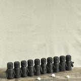 Ekaurr Set of 10 Baby Tribal Wooden Dolls – petite reclaimed wood figures in a row, artisanal handcrafted wall art