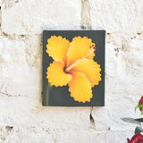 Ekaurr Tropical Tranquility Hibiscus Trio shown as a complete triptych arranged on a wall, demonstrating the full composition and scale
