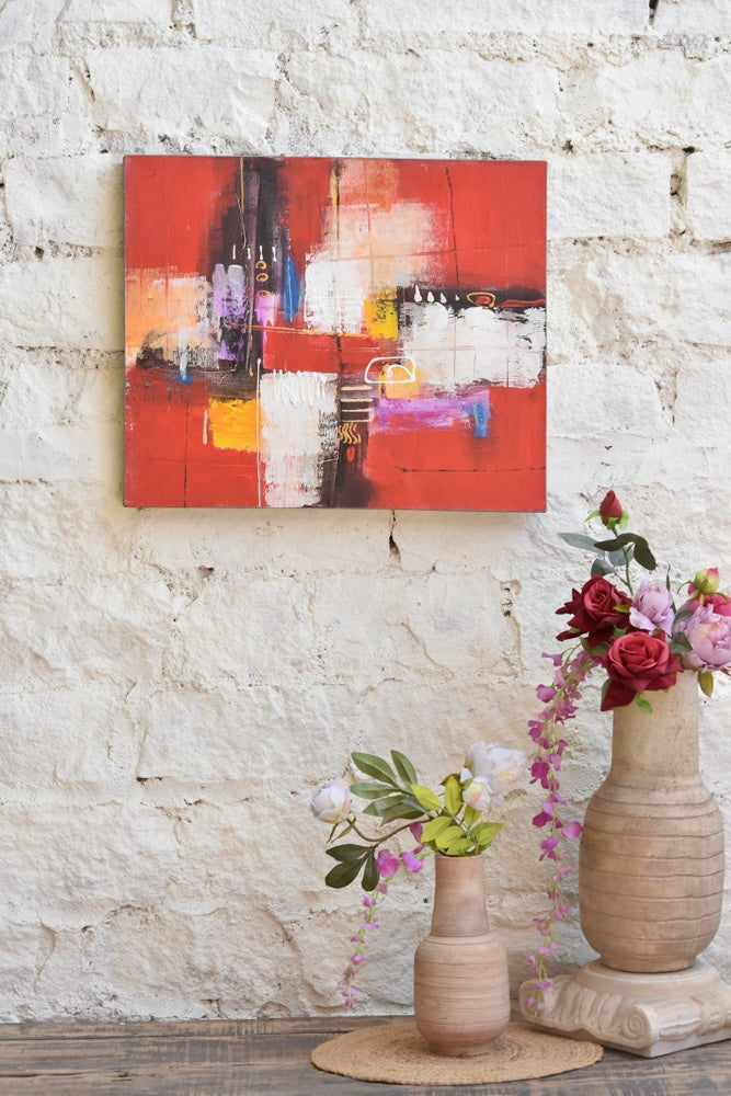 Ekaurr Urban Pulse original painting with bold energetic abstract composition in warm urban tones, handcrafted artwork for contemporary living rooms offices and home wall decor