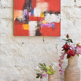 Ekaurr Urban Pulse original painting with bold energetic abstract composition in warm urban tones, handcrafted artwork for contemporary living rooms offices and home wall decor
