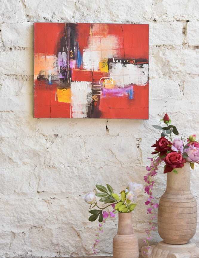 Ekaurr Urban Pulse original painting with bold energetic abstract composition in warm urban tones, handcrafted artwork for contemporary living rooms offices and home wall decor