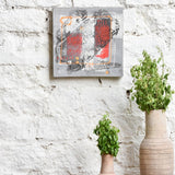 Ekaurr Urban Rhythms abstract painting with bold geometric and gestural forms in dynamic urban tones of charcoal ochre and rust, handcrafted canvas art for contemporary living rooms offices and modern home interiors