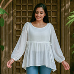 Ekaurr BIGDI Veda Flow Cotton Top finest cotton summer top with a fluid flowing silhouette and soft Veda-inspired pastel tone, artisan slow fashion top for women from the BIGDI summer pastel collection