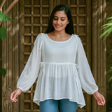 Ekaurr BIGDI Veda Flow Cotton Top finest cotton summer top with a fluid flowing silhouette and soft Veda-inspired pastel tone, artisan slow fashion top for women from the BIGDI summer pastel collection
