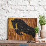 Ekaurr Veer wall art with a bold courageous figurative or abstract composition in strong earthy and warrior-inspired tones, handcrafted expressive home decor for living rooms offices and statement wall styling