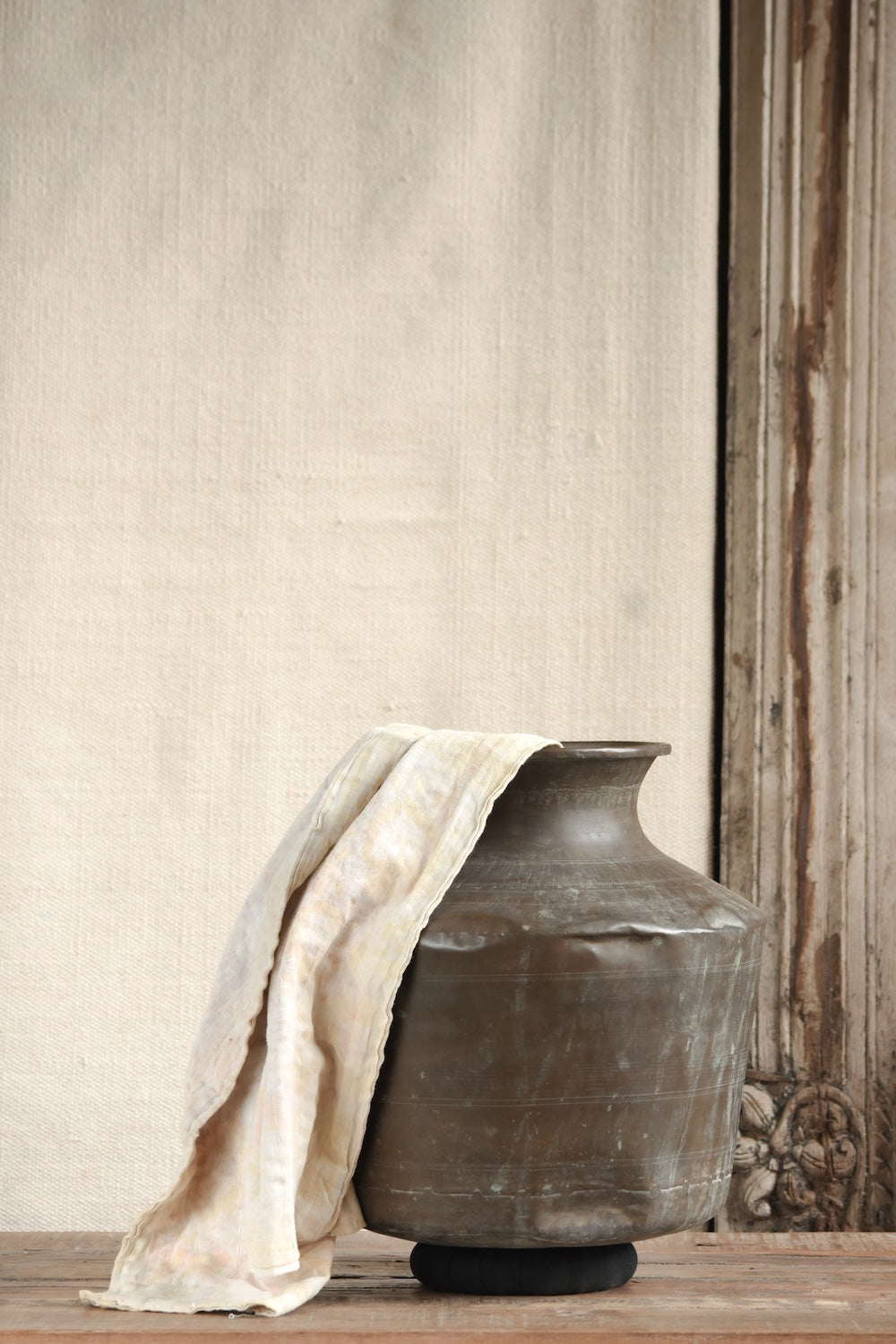 Ekaurr Vintage Brass Planter with aged patina and unique wear repurposed as a statement decorative pot for shelves and interiors