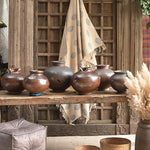 Ekaurr Vintage Enamel Pot – Handmade Rustic Ceramic Pot with Earthy Tones, Artisan Home Décor
