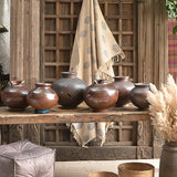 Ekaurr Vintage Enamel Pot – Handmade Rustic Ceramic Pot with Earthy Tones, Artisan Home Décor