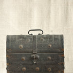 Ekaurr Vintage Iron Chest aged antique metal storage chest with rusted patina and traditional latch detailing, heritage found collectible for entryways shelves or use as a statement accent table