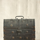 Ekaurr Vintage Iron Chest aged antique metal storage chest with rusted patina and traditional latch detailing, heritage found collectible for entryways shelves or use as a statement accent table