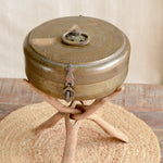 Ekaurr Vintage Round Brass Box with Hook antique round brass keepsake box with aged patina and traditional hook clasp, heritage artisan storage box for jewellery trinkets and home gifting