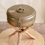 Ekaurr Vintage Round Brass Box with Hook antique round brass keepsake box with aged patina and traditional hook clasp, heritage artisan storage box for jewellery trinkets and home gifting