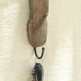 Ekaurr Vintage Shoe Mold Key Hook upcycled cobbler shoe last mounted as a functional wall hook for keys, rustic found object artisan entryway decor combining heritage character with everyday utility