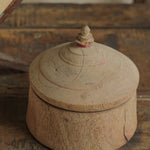 Ekaurr Vintage Wooden Tika Box – Antique Hand-Carved Wooden Tika Storage Box, Indian Heritage Décor