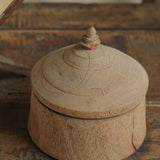 Ekaurr Vintage Wooden Tika Box – Antique Hand-Carved Wooden Tika Storage Box, Indian Heritage Décor
