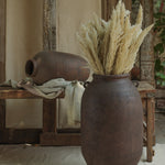 Ekaurr Volcano Terracotta Urn Large dark brown stone finish handmade by Indian artisans oversized statement planter or focal decor piece