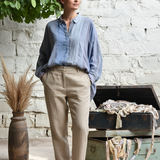 Ekaurr Whispers in Blue Shirt handcrafted artisan cotton or silk shirt in soft blue with subtle tonal print or hand-dye detailing, slow fashion wearable for conscious women's everyday styling