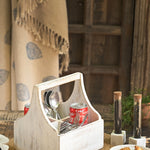 Ekaurr Whitewashed Cutlery Holder handcrafted reclaimed wood or ceramic cutlery holder in a soft whitewashed finish, rustic artisan kitchen counter organiser for utensils and conscious home styling