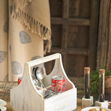 Ekaurr Whitewashed Cutlery Holder handcrafted reclaimed wood or ceramic cutlery holder in a soft whitewashed finish, rustic artisan kitchen counter organiser for utensils and conscious home styling