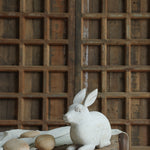 Ekaurr Whitewashed Wooden Rabbit handcrafted reclaimed wood rabbit figurine with a soft whitewashed finish, rustic artisan animal home decor for shelves gifting and seasonal styling