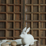 Ekaurr Whitewashed Wooden Rabbit handcrafted reclaimed wood rabbit figurine with a soft whitewashed finish, rustic artisan animal home decor for shelves gifting and seasonal styling