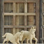 Ekaurr Wild Gallop set of 2 handcrafted jute horse sculptures in dynamic galloping pose, earthy natural fibre animal figurine pair for home decor consoles and shelves