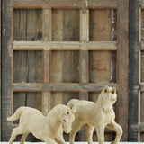Ekaurr Wild Gallop set of 2 handcrafted jute horse sculptures in dynamic galloping pose, earthy natural fibre animal figurine pair for home decor consoles and shelves