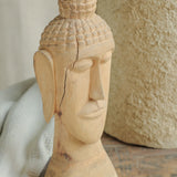 Ekaurr Wooden Buddha Decor angled view showing carved form and reclaimed wood texture detail
