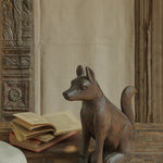 Ekaurr Wooden Dog handcrafted reclaimed wood dog figurine in a natural rustic finish, artisan animal home decor accent for shelves consoles and eclectic interior styling
