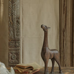 Ekaurr Wooden Giraffe in Brown Finish handcrafted reclaimed wood giraffe figurine with warm brown natural finish, rustic artisan animal home decor for shelves and nature-inspired styling