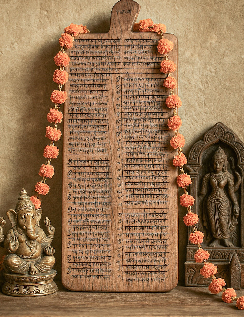 Ekaurr Wooden Manuscript Wall Decor vintage reclaimed wood panel with aged inscribed text or manuscript detailing, heritage artisan wall art accent for living rooms and study spaces
