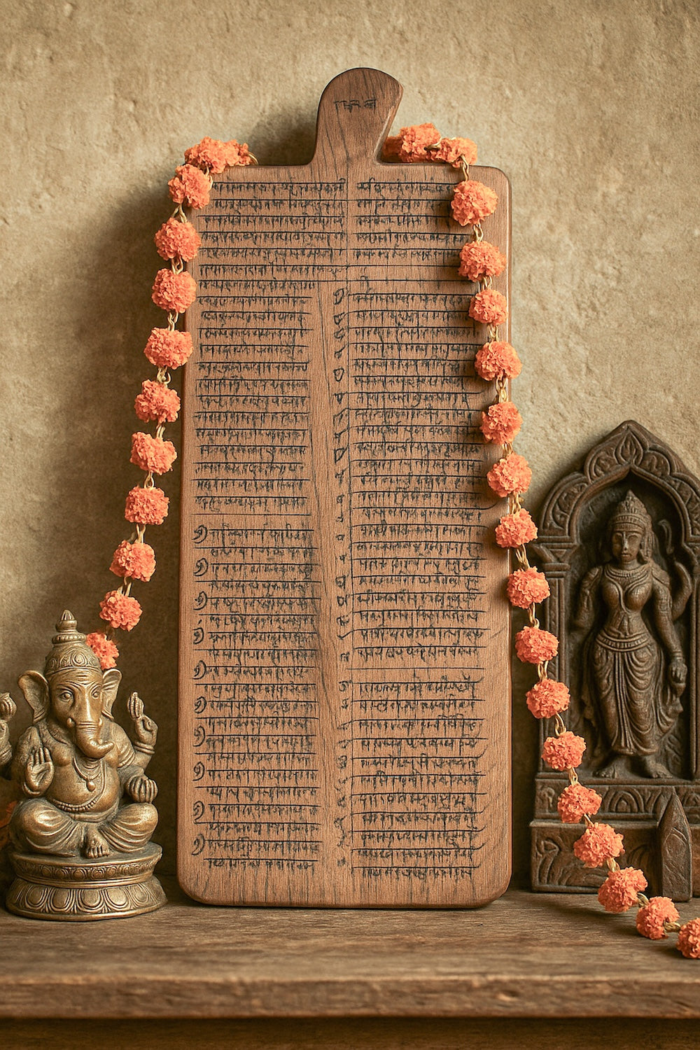 Ekaurr Wooden Manuscript Wall Decor vintage reclaimed wood panel with aged inscribed text or manuscript detailing, heritage artisan wall art accent for living rooms and study spaces