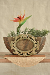 Ekaurr Wooden Planter Decorative handcrafted from reclaimed wood with vintage carved frame detailing, versatile rustic planter or keepsake box for farmhouse or eclectic interiors