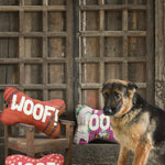 Ekaurr Woof Pillow handcrafted novelty dog-themed cushion or pillow in a playful woof design, artisan fun home accent for children's rooms sofas and whimsical home styling