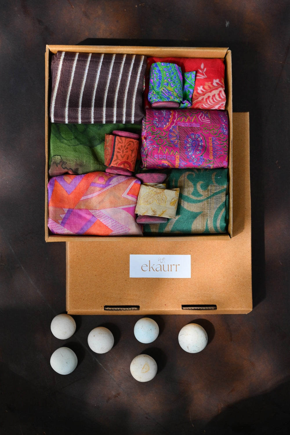 Ekaurr Wrap with Love handcrafted fabric gift wrapping set or furoshiki-style wrap in artisan Indian textile design, sustainable eco-friendly gift wrapping accessory for conscious gifting and festive occasions